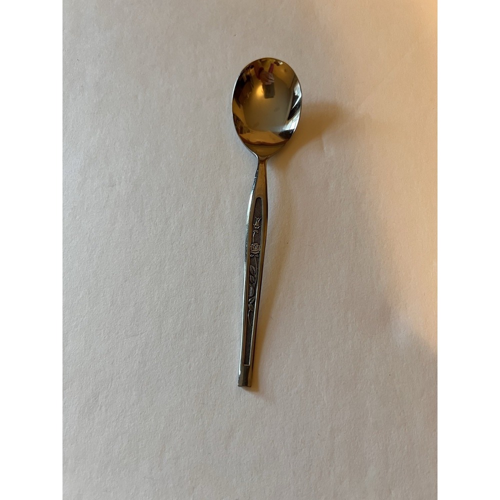 CRESTMONT Hanford Forge Stainless Soup Spoon Flatware Rose Vintage 6" Japan